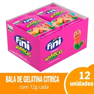 Bala Fini Gelatina Minhoca Cítrica 15g