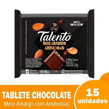 Chocolate Talento Meio Amargo 25g - 15 unidades - Garoto